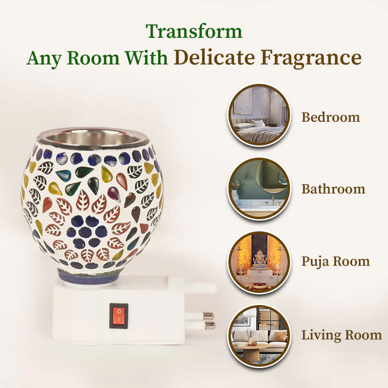 Premium Electric Kapoor Dani for Home | Camphor Diffuser | Essential Oil Aroma Diffuser | Electric Aroma Burner with Night Lamp