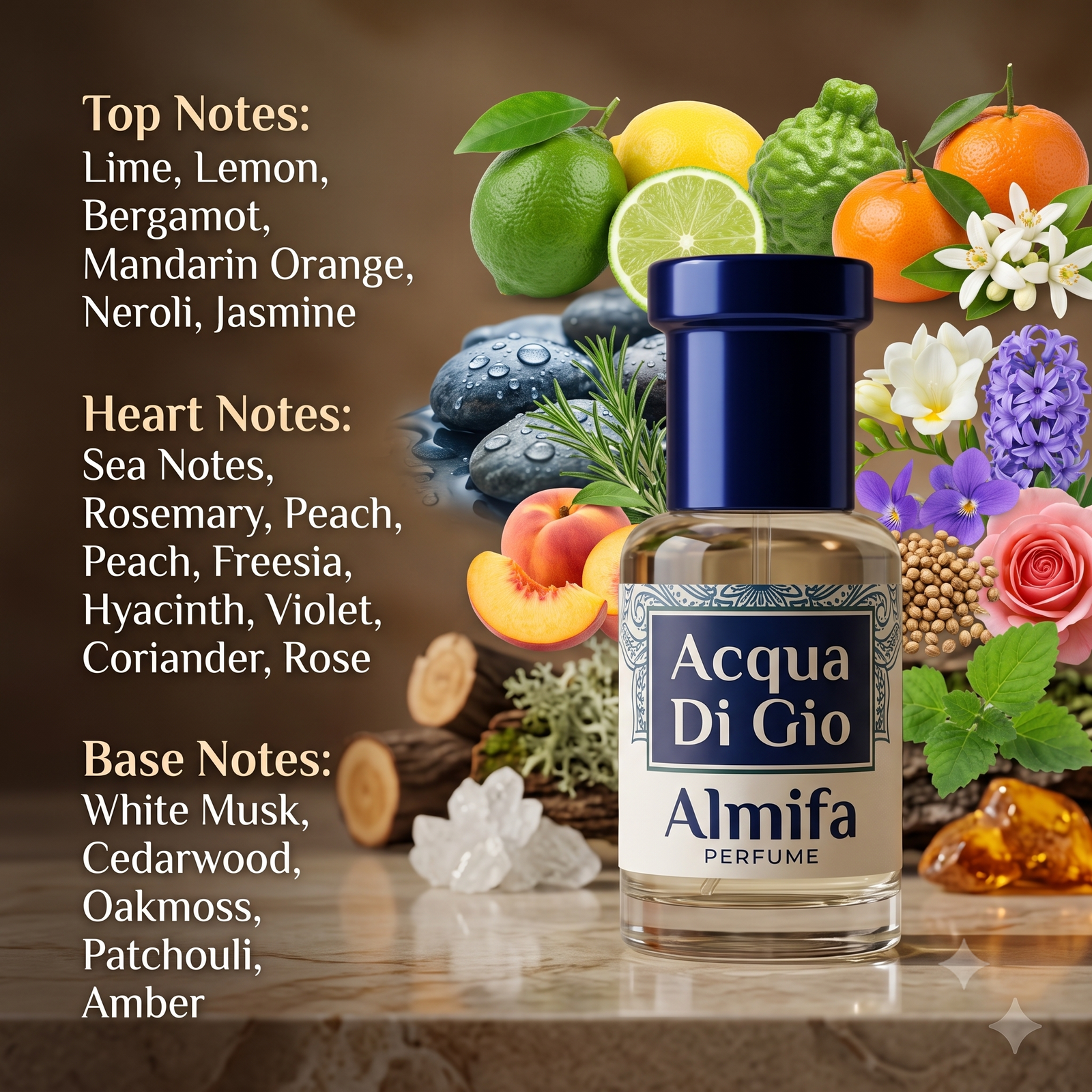 Almifa Acqua Di Gio Attar (6ml) | Premium Non-Alcoholic Attar | Long Lasting Fresh Aquatic Fragrance for Men