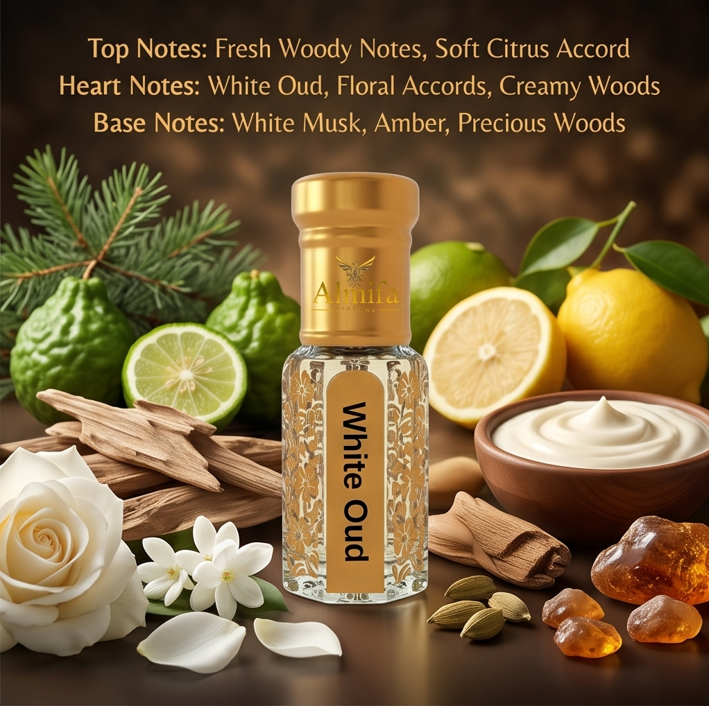 Almifa White Oud Attar (6ml) | Premium Non-Alcoholic Attar | Long Lasting White Oud Fragrance | Unisex Perfume Oil